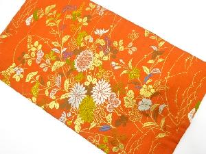 アンティーク　菊に秋草模様織り出し名古屋帯（着用可）